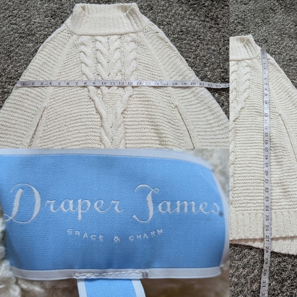 Draper James Grace & Charm off white cable knit poncho sweater XS/S - Picture 6 of 8